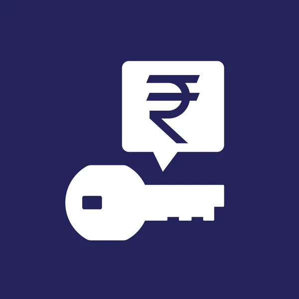 Icono de dinero clave con una rupia, vector — Archivo Imágenes Vectoriales