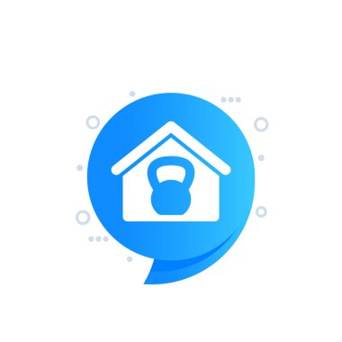 ev egzersiz simgesi, ev ve bir kettlebell