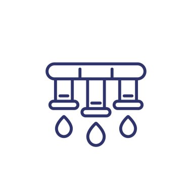 Sulama sistemi, beyaz üzerine sulama çizgisi simgesi