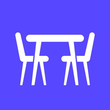 Yemek masası ve sandalye simgesi, vektör işareti