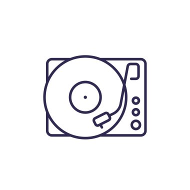 Beyaz üzerine vinil oynatıcı çizgi simgesi