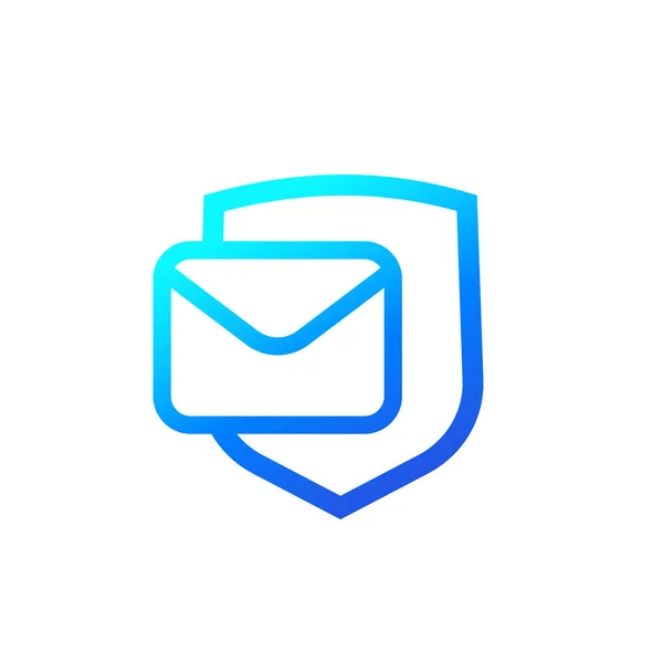 Bezpieczna poczta, ikona e-mail z tarczą — Wektor stockowy