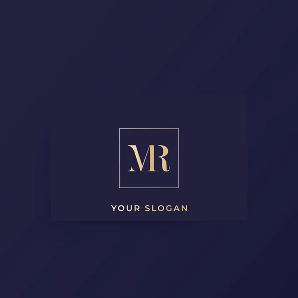 MR monogram, letters vector logo op een kaart — Stockvector