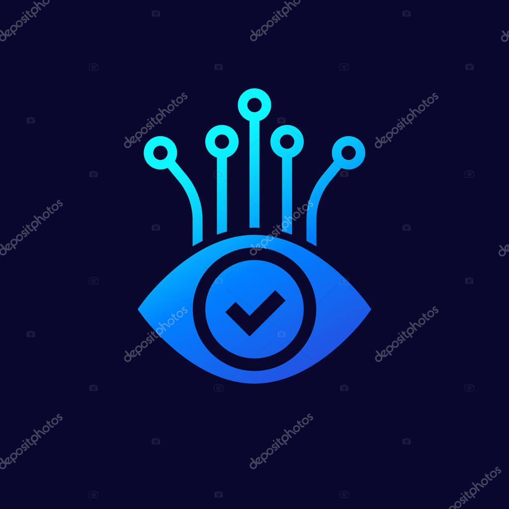 Monitoring icon with an eye, eps 10 file, easy to edit