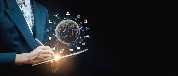 Бизнесмены, использующие мобильные телефоны, Марс, глобальные технологии подключения к Интернету и цифровой маркетинг Финансы и банковское дело, цифровые технологии связи, массивные данные.