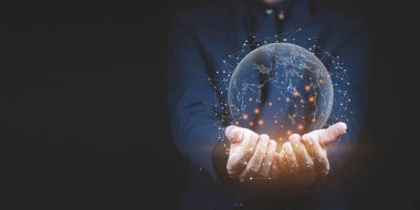 Teknoloji bilgisi ve dönüşüm konsepti için kopyalama alanı olan sanal dünya.