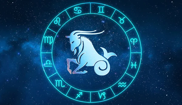 Znak Horoskopu Koziorożca Dwunastu Zodiaku Gwiazdami Galaktyki — Zdjęcie stockowe