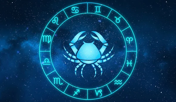 Cancer Horoskop Tecken Tolv Zodiak Med Galaxstjärnor — Stockfoto