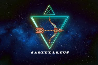 Sagittarius burcu 12 burçluk galaksi yıldızlarının arka planında..