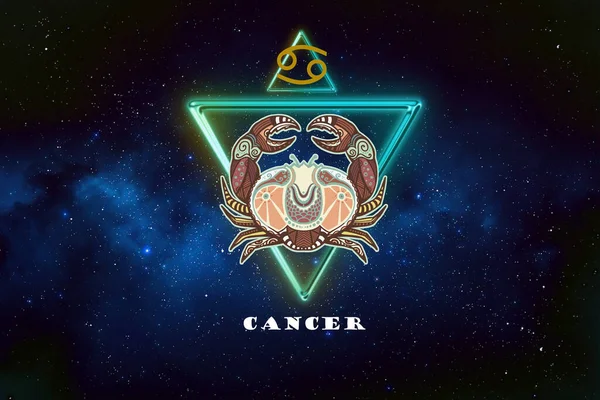 Cancer Horoscope Sign Twelve Zodiac Galaxy Stars Background — Stock Photo, Image