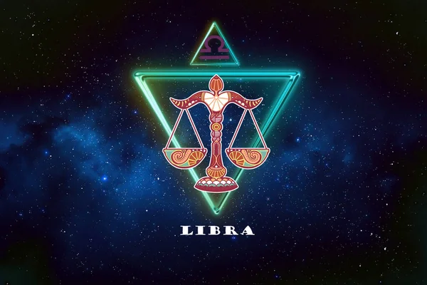 Libra Horoskop Znak Dwunastu Zodiaku Tła Gwiazdy Galaktyki — Zdjęcie stockowe