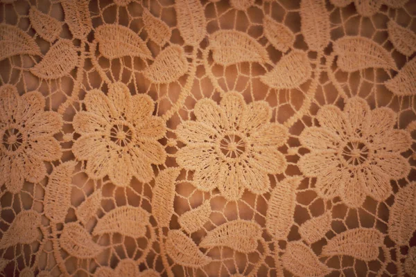 Creative Pattern Design Made Handmade Crochet Brown Background — Stock Photo, Image