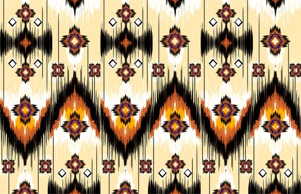 背景或墙纸 Ikat几何民俗装饰品的民族几何图案设计 部落民族矢量纹理 无缝带图案为阿兹特克风格 部落刺绣 — 图库照片