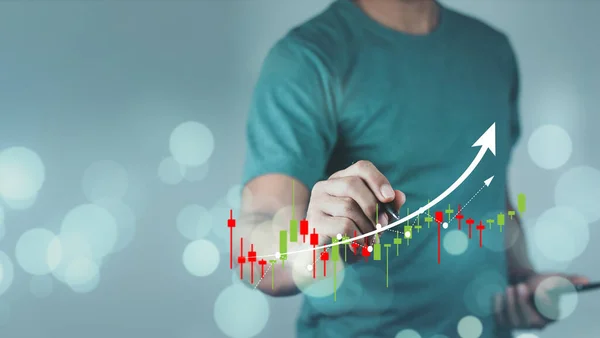 Planejamento Estratégia Mercado Ações Crescimento Negócios Progresso Conceito Sucesso Mão — Fotografia de Stock