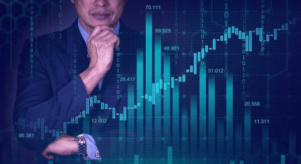 Businessman Stock Trader Analyzing Stock Graph Chart Side View Stock — Fotografia de Stock
