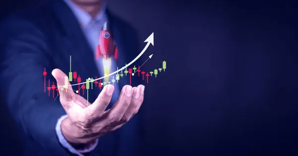 Businessman Stock Trader Analyzing Stock Graph Chart Side View Stock — Fotografia de Stock