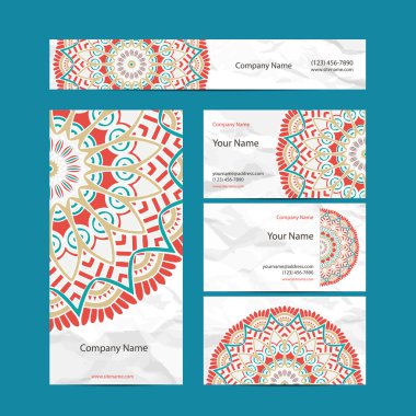 Retro kartvizit ayarlayın. vektör arka plan. kart veya davetiye. Vintage dekor elementleri. el çekilmiş arka plan. islam, Arapça, Indian, Osmanlı motifleri.