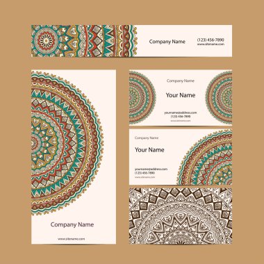 Retro kartvizit ayarlayın. vektör arka plan. kart veya davetiye. Vintage dekor elementleri. el çekilmiş arka plan. islam, Arapça, Indian, Osmanlı motifleri.