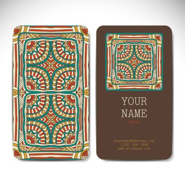 Retro kartvizit ayarlayın. vektör arka plan. kart veya davetiye. Vintage dekor elementleri. el çekilmiş arka plan. islam, Arapça, Indian, Osmanlı motifleri.