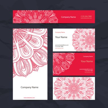 Retro kartvizit ayarlayın. vektör arka plan. kart veya davetiye. Vintage dekor elementleri. el çekilmiş arka plan. islam, Arapça, Indian, Osmanlı motifleri.