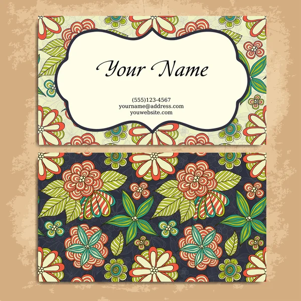 Set retro business card. Vector background. Card or invitation. Vintage decorative elements. Hand drawn background. Islam, Arabic, Indian, ottoman motifs. — Stock Vector