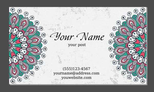 レトロなビジネス カードを設定します。ベクトルの背景。カードまたは招待。ビンテージ装飾的な要素。手描きの背景。イスラム教、アラビア語、インド、オスマン帝国のモチーフ. — ストックベクタ