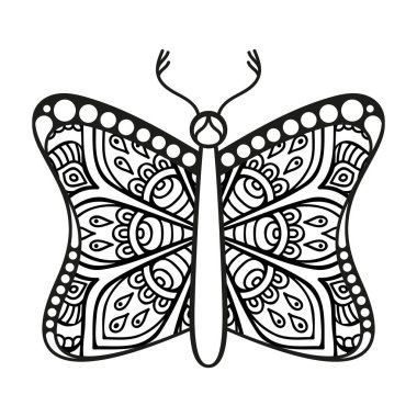 vektör kelebeği siyah beyaz element çizgi çizimi tasarımı