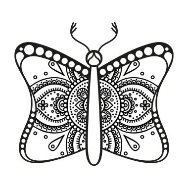 vektör kelebeği siyah beyaz element çizgi çizimi tasarımı