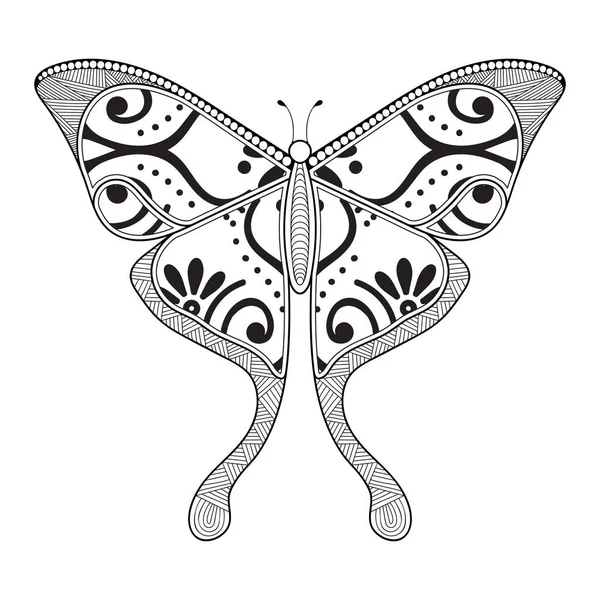 Vector mariposa blanco y negro elemento línea arte impresión diseño — Vector de stock