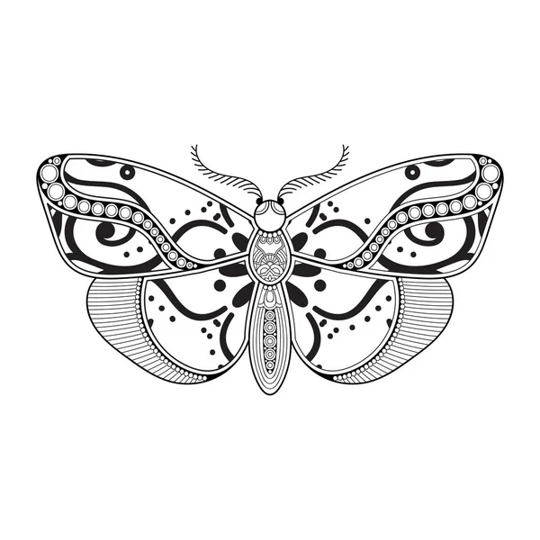 Vector mariposa blanco y negro elemento línea arte impresión diseño — Archivo Imágenes Vectoriales