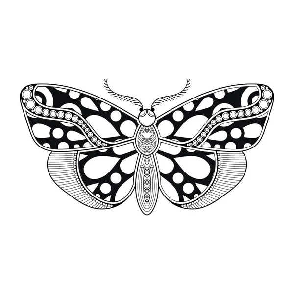 Vektor pillangó fekete-fehér elem vonal művészet nyomtatás tervezés — Stock Vector