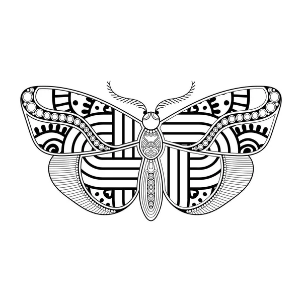 Vector mariposa blanco y negro elemento línea arte impresión diseño — Archivo Imágenes Vectoriales