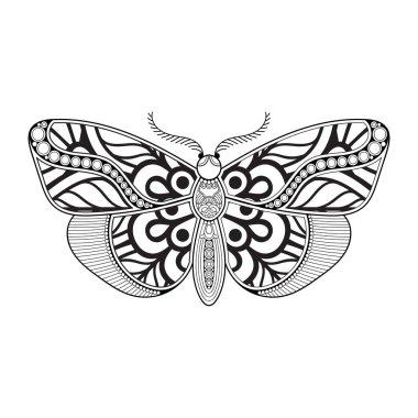 vektör kelebeği siyah beyaz element çizgi çizimi tasarımı