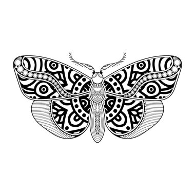 vektör kelebeği siyah beyaz element çizgi çizimi tasarımı