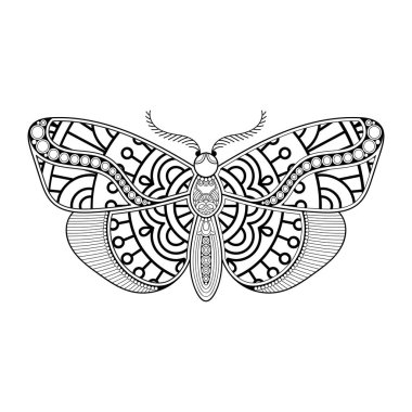 vektör kelebeği siyah beyaz element çizgi çizimi tasarımı