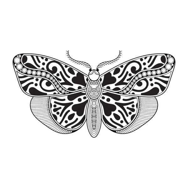 Vector mariposa blanco y negro elemento línea arte impresión diseño — Archivo Imágenes Vectoriales