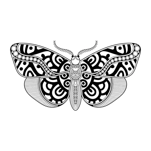 Vector mariposa blanco y negro elemento línea arte impresión diseño — Archivo Imágenes Vectoriales