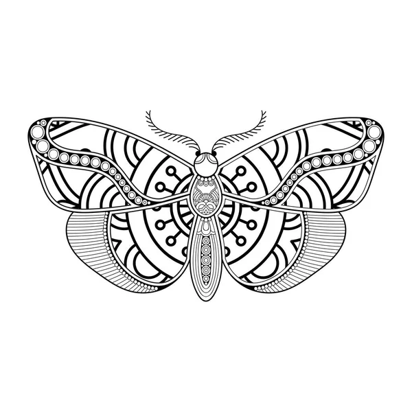 Vector mariposa blanco y negro elemento línea arte impresión diseño — Archivo Imágenes Vectoriales