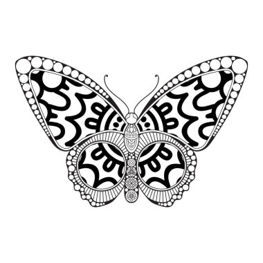 vektör kelebeği siyah beyaz element çizgi çizimi tasarımı