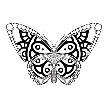 vektör kelebeği siyah beyaz element çizgi çizimi tasarımı
