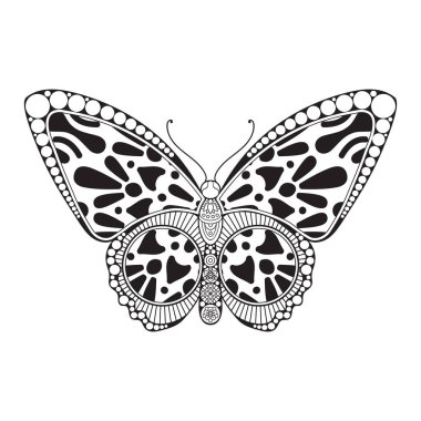 vektör kelebeği siyah beyaz element çizgi çizimi tasarımı