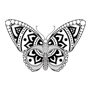vektör kelebeği siyah beyaz element çizgi çizimi tasarımı