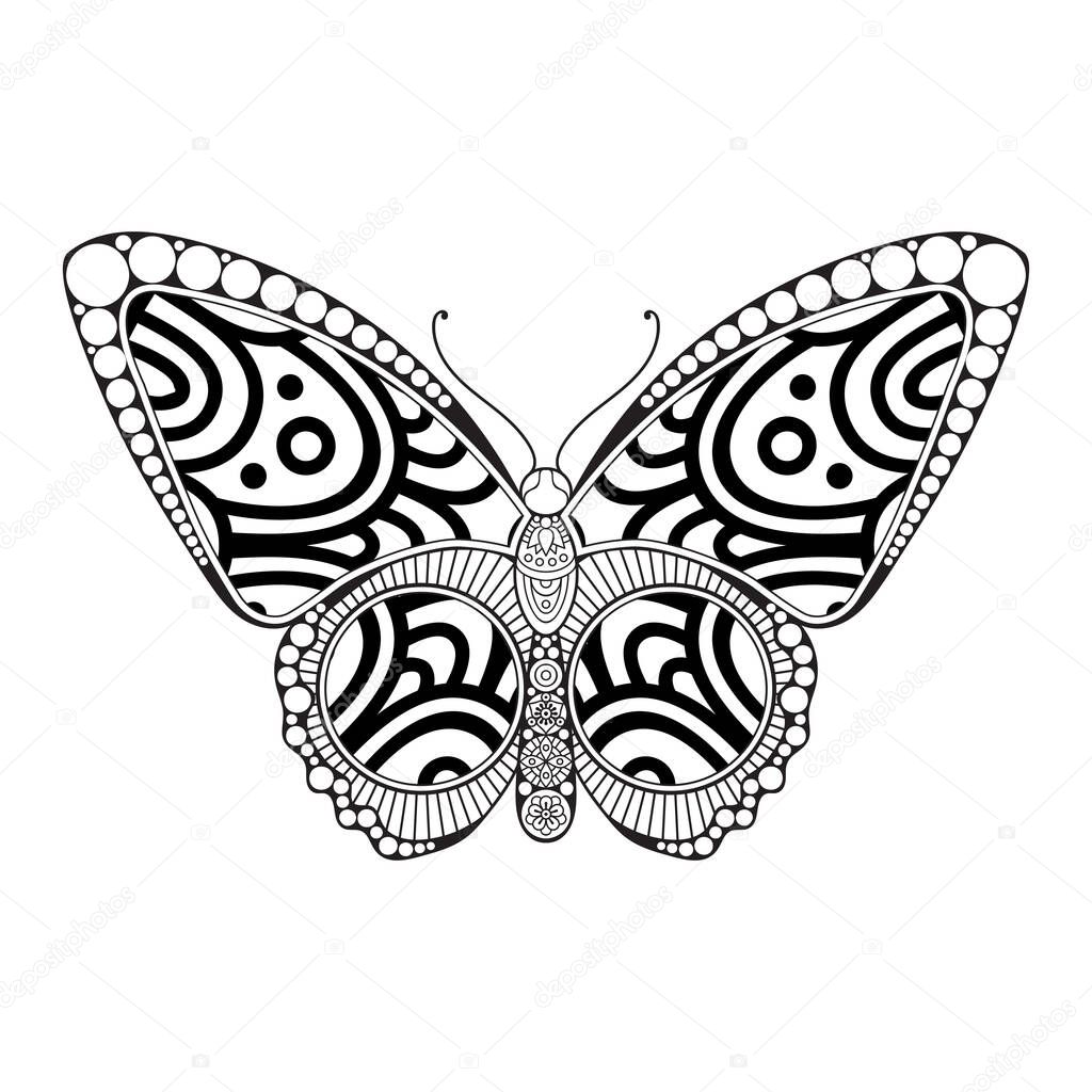 vector butterfly black and white element line art print design