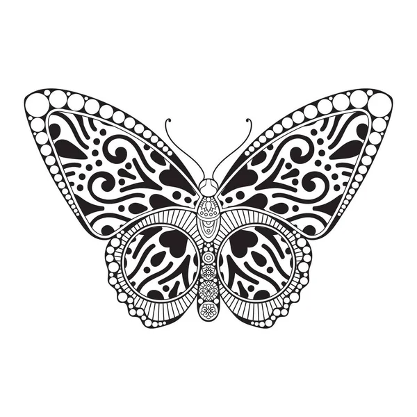 벡터 나비검은 색 과 흰색 원소 선 미술 무늬 — 스톡 벡터
