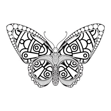 vektör kelebeği siyah beyaz element çizgi çizimi tasarımı