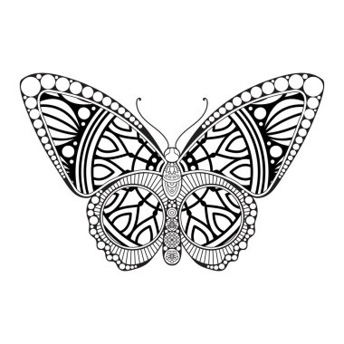 vektör kelebeği siyah beyaz element çizgi çizimi tasarımı