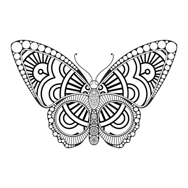 Vector mariposa blanco y negro elemento línea arte impresión diseño — Vector de stock