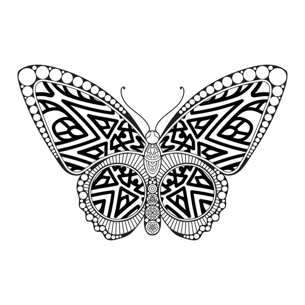 Vecteur papillon noir et blanc élément ligne art print design — Image vectorielle