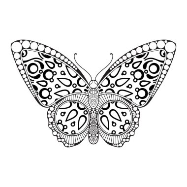 vektör kelebeği siyah beyaz element çizgi çizimi tasarımı