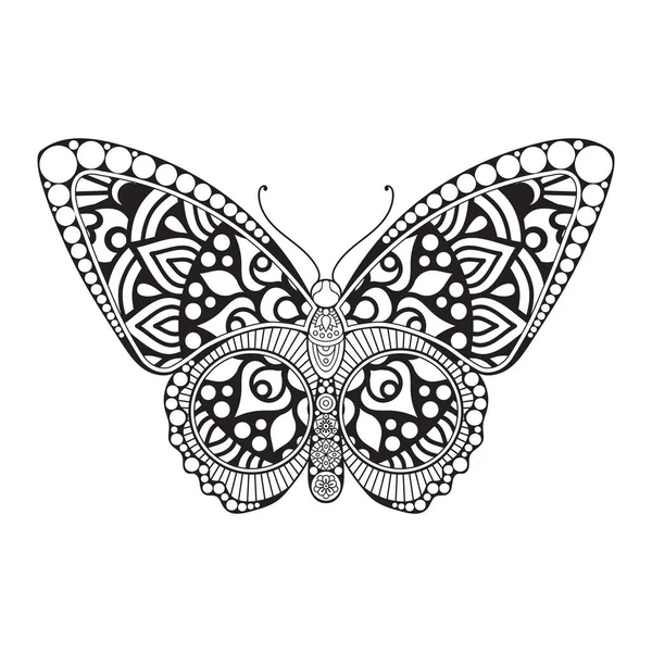 Vecteur papillon noir et blanc élément ligne art print design — Image vectorielle